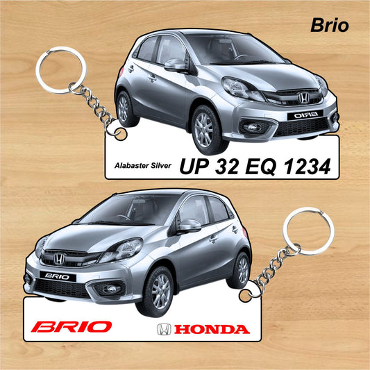 Brio - Personalized Honda Car Keychain - Wood, Acrylic, Metal Printed