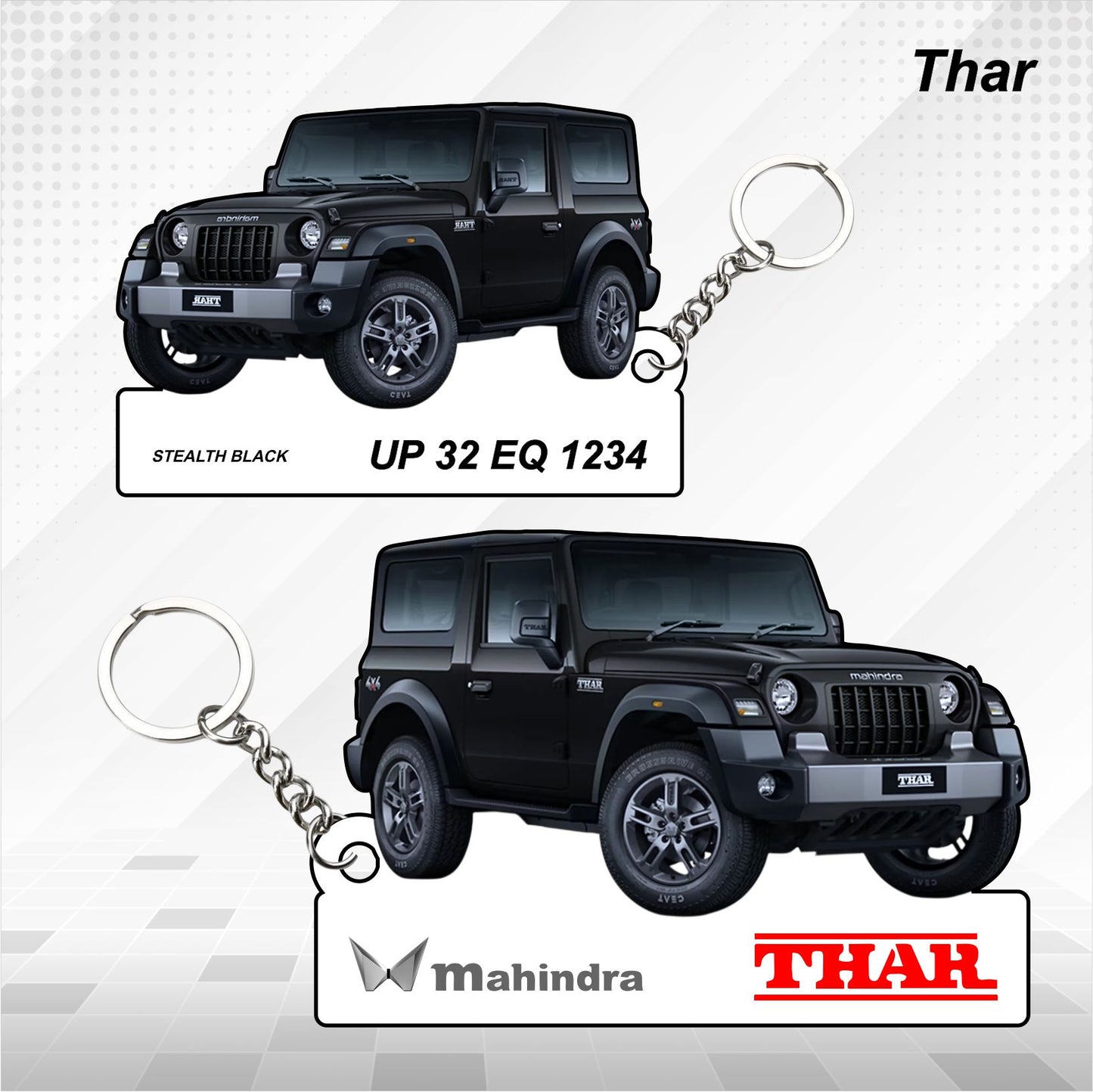 Thar - Personalized Mahindra Car Keychain - Wood, Acrylic, Metal Printed