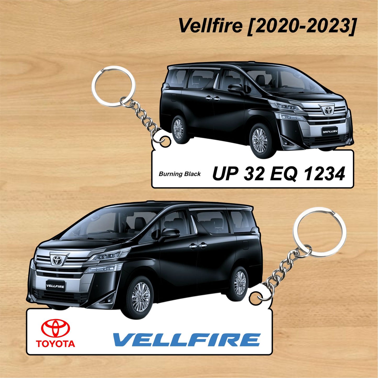 Vellfire [2020-2023] - Personalized Toyota Keychain - Wood, Acrylic, Metal Printed