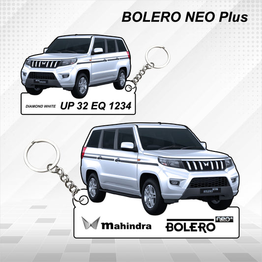 BOLERO NEO Plus - Personalized Mahindra Car Keychain - Wood, Acrylic, Metal Printed