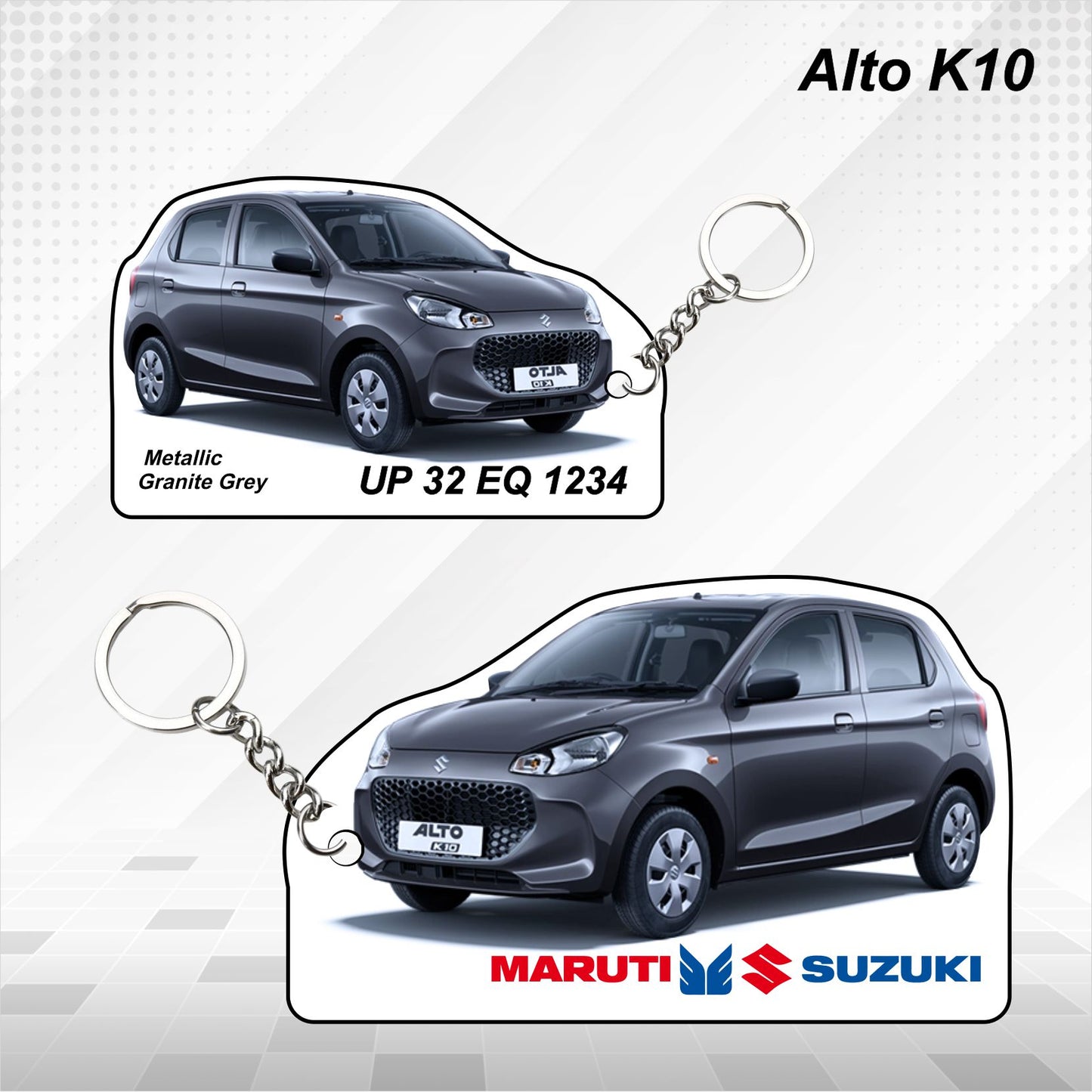 Alto K10 - Personalized  Maruti Suzuki Keychain - Wood, Acrylic, Metal Printed