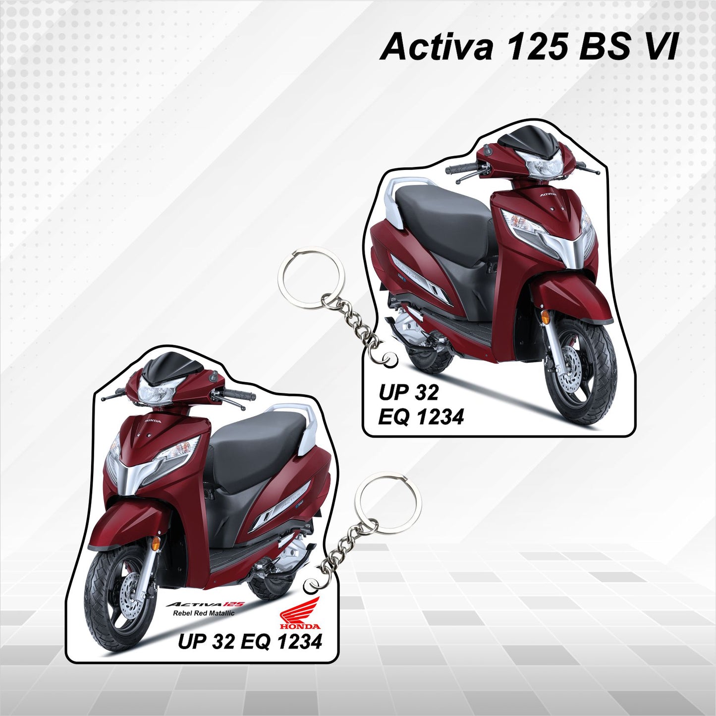 Activa 125 BS VI - Personalized Honda Keychain - Wood, Acrylic, Metal Printed