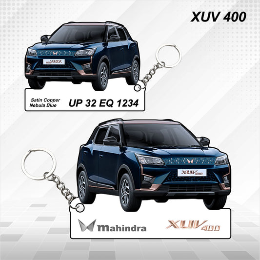 XUV 400 - Personalized Mahindra Car Keychain - Wood, Acrylic, Metal Printed