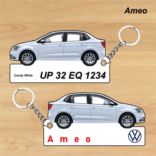 Ameo - Personalized Volkswagen Car Keychain - Wood, Acrylic, Metal Printed