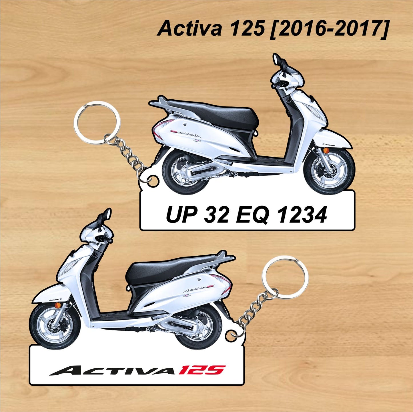 Activa 125 [2016-2017] - Personalized Honda Keychain - Wood, Acrylic, Metal Printed