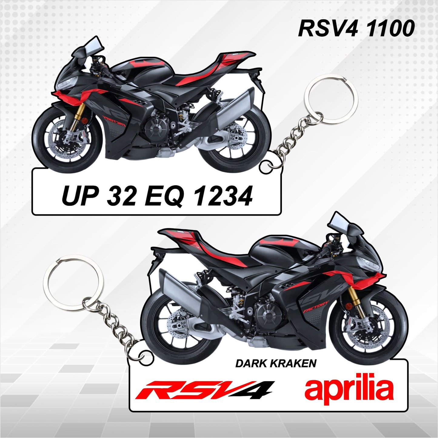 RSV4 1100 Factory - Personalized Aprilia Keychain - Wood, Acrylic, Metal Printed, Lanyard