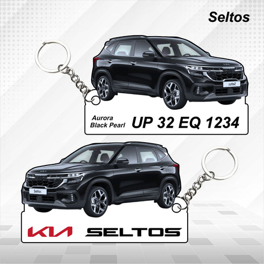 Seltos [2023-2024] - Personalized Kia Car Keychain - Wood, Acrylic, Metal Printed