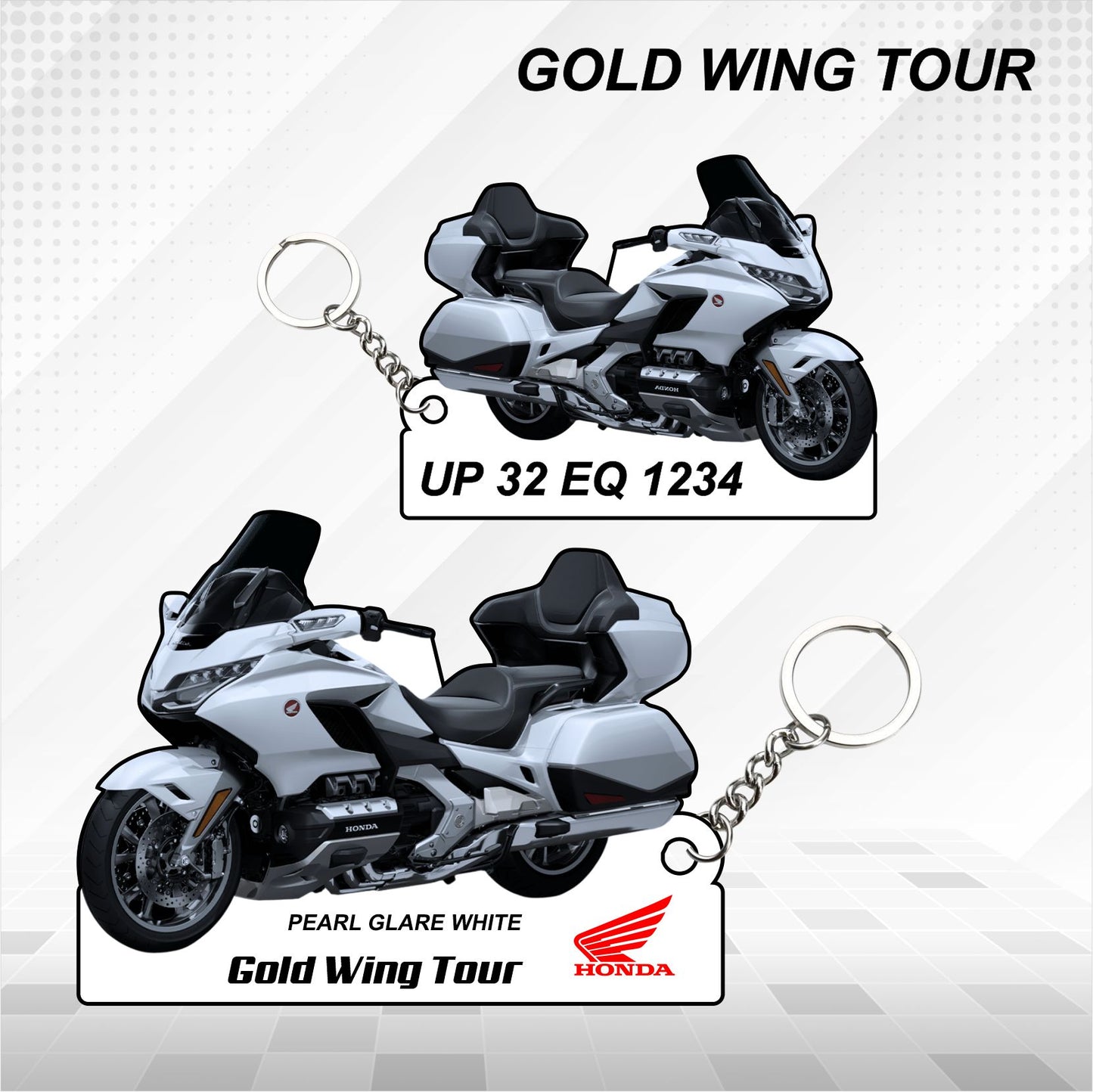 GOLD WING TOUR - Personalized Honda Keychain - Wood, Acrylic, Metal Printed