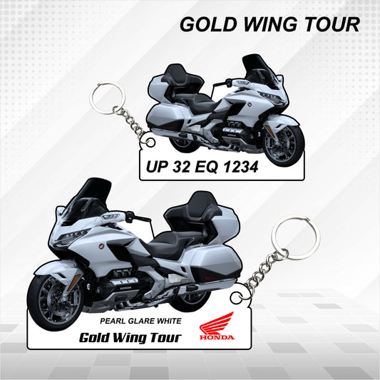 GOLD WING TOUR - Personalized Honda Keychain - Wood, Acrylic, Metal Printed