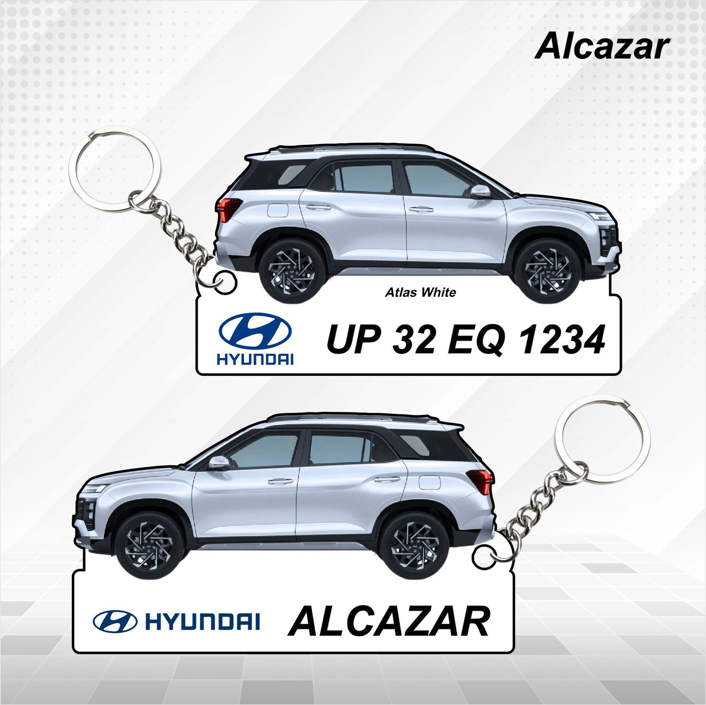 Alcazar - Personalized Hyundai Car Keychain - Wood, Acrylic, Metal Printed