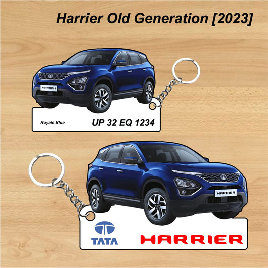 Harrier Old Generation [2023] - Personalized Tata Keychain - Wood, Acrylic, Metal Printed