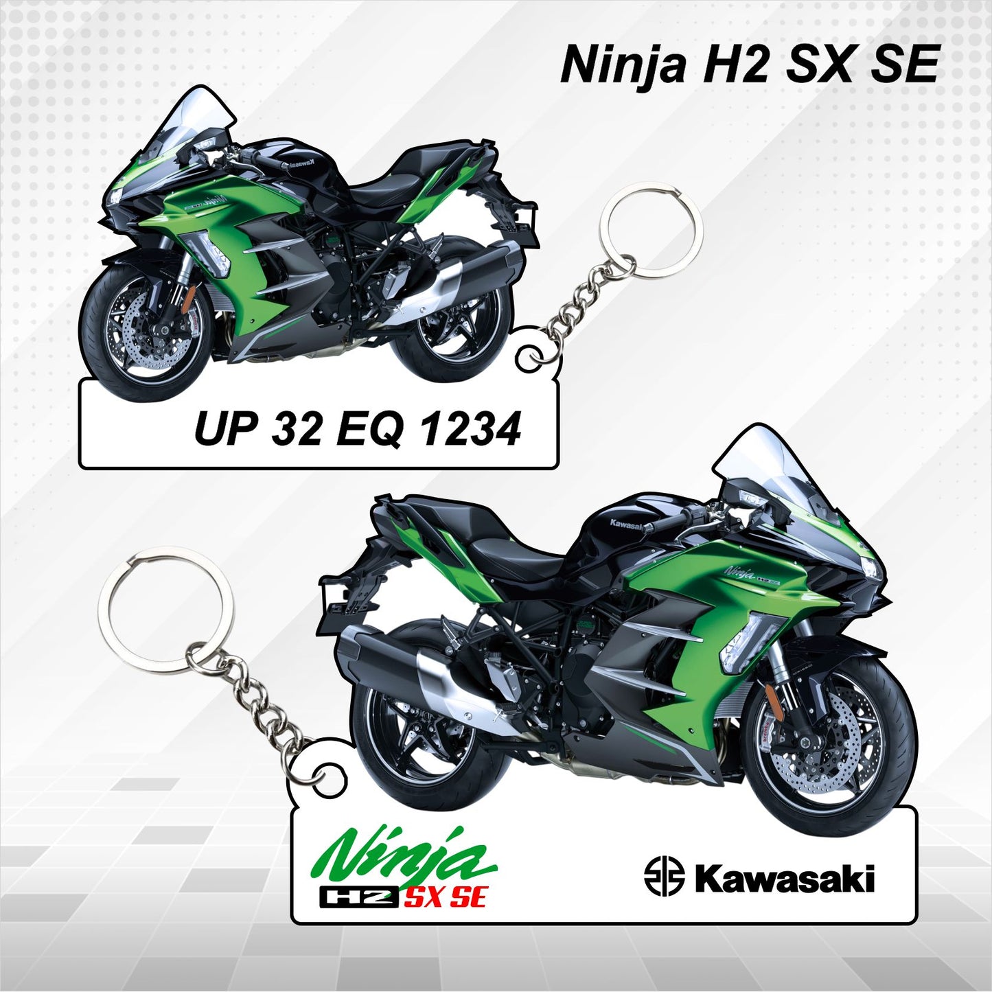 Ninja H2 SX SE - Personalized Kawasaki Keychain - Wood, Acrylic, Metal Printed