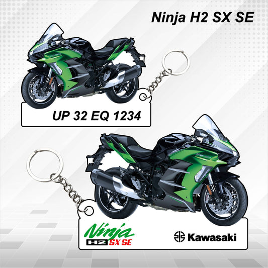 Ninja H2 SX SE - Personalized Kawasaki Keychain - Wood, Acrylic, Metal Printed