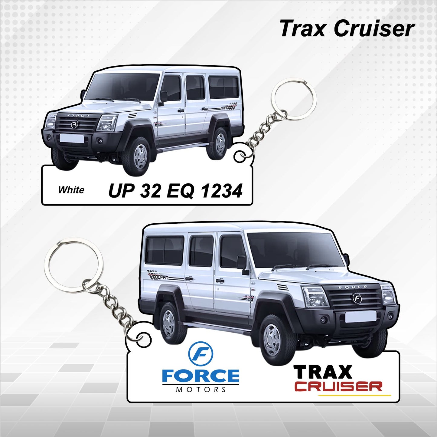 Trax Cruiser - Personalized Force Motors Car Keychain - Wood, Acrylic, Metal Printed