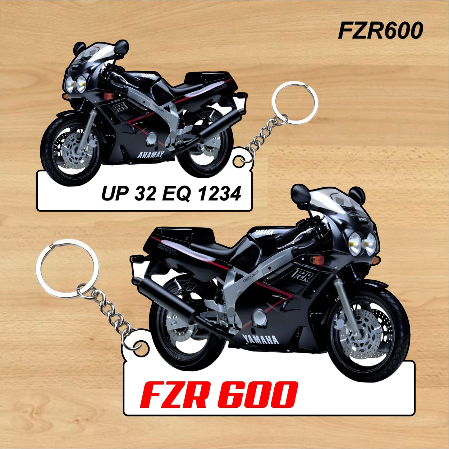 FZR 600 - Personalized Yamaha Keychain - Wood, Acrylic, Metal Printed