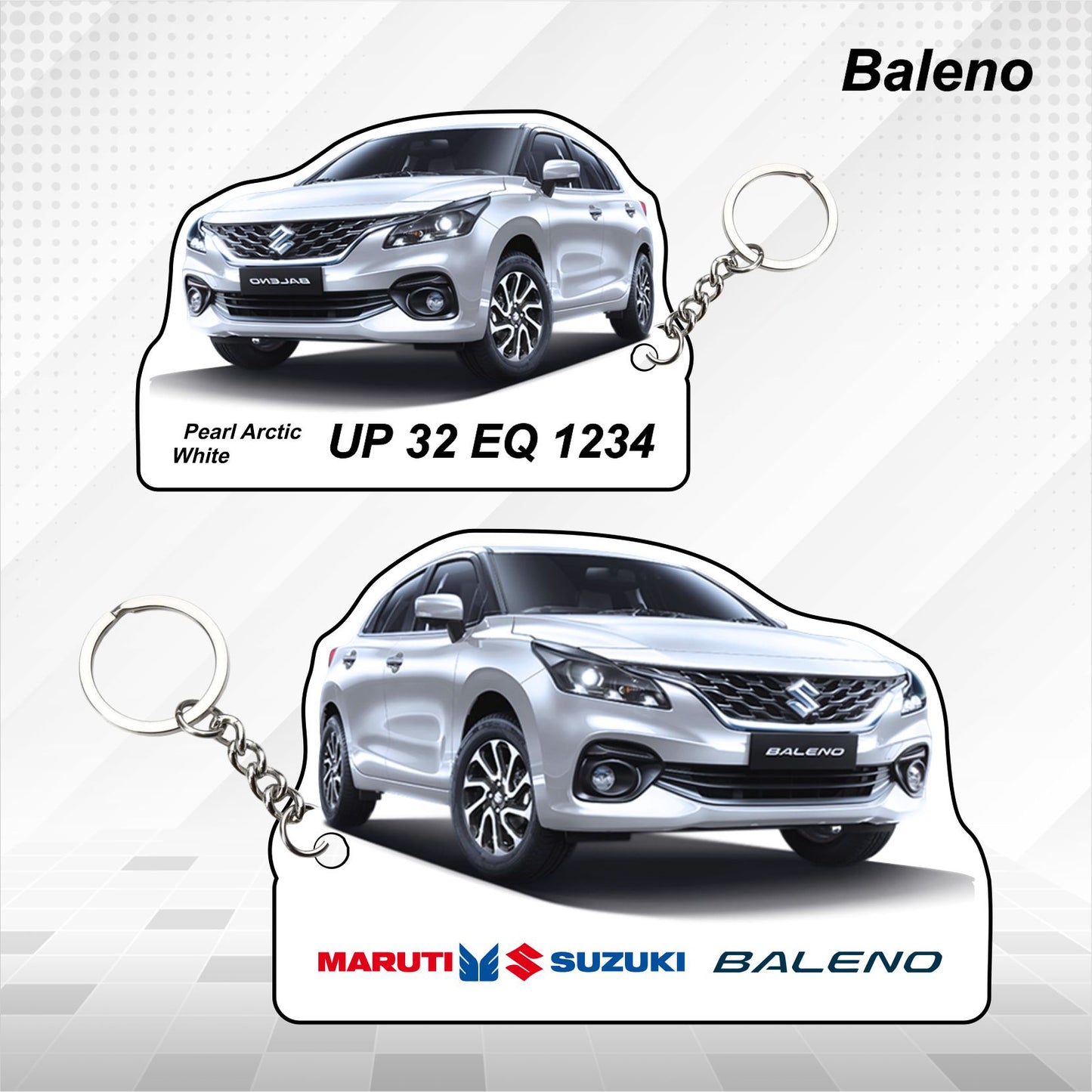 Baleno - Personalized  Maruti Suzuki Nexa Keychain - Wood, Acrylic, Metal Printed