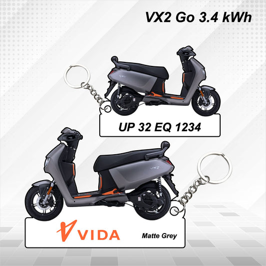 VIDA VX2 Go 3.4 kWh - Personalized Hero Keychain - Wood, Acrylic, Metal Printed