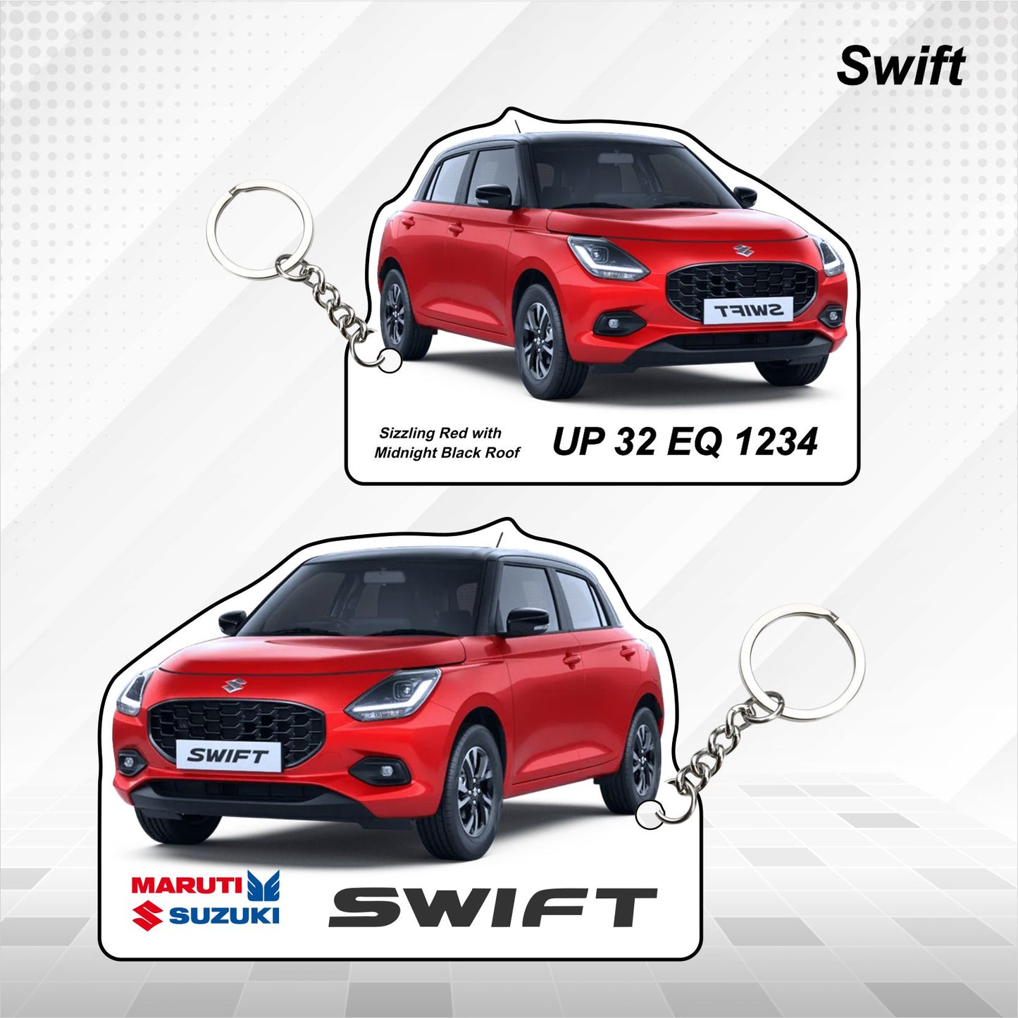 Swift - Personalized  Maruti Suzuki Keychain - Wood, Acrylic, Metal Printed