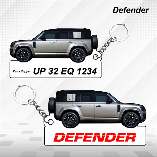 Defender - Personalized Land Rover Car Keychain - Wood, Acrylic, Metal Printed