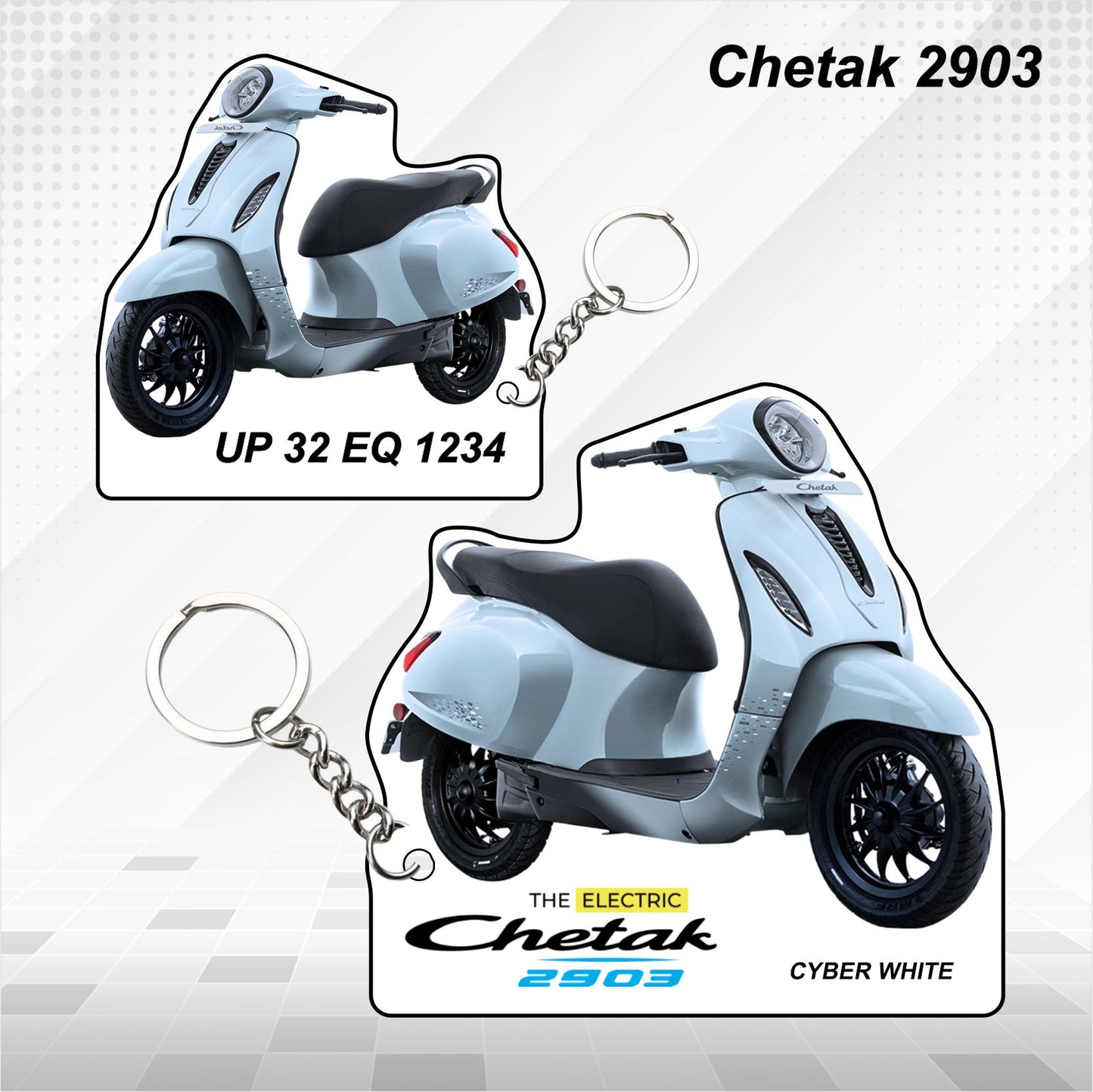 CHETAK 2903 - Personalized Bajaj Scooter Keychain - Wood, Acrylic, Metal Printed