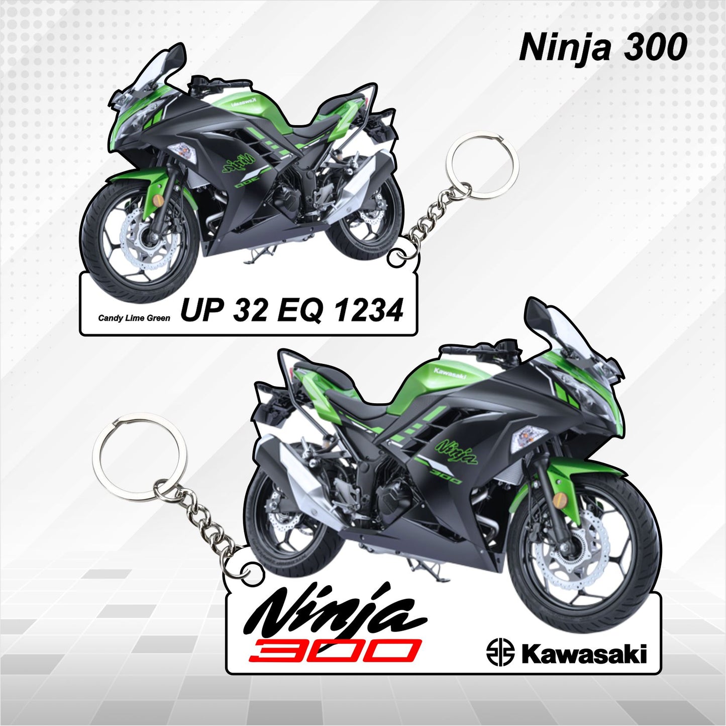 Ninja 300 - Personalized Kawasaki Keychain - Wood, Acrylic, Metal Printed
