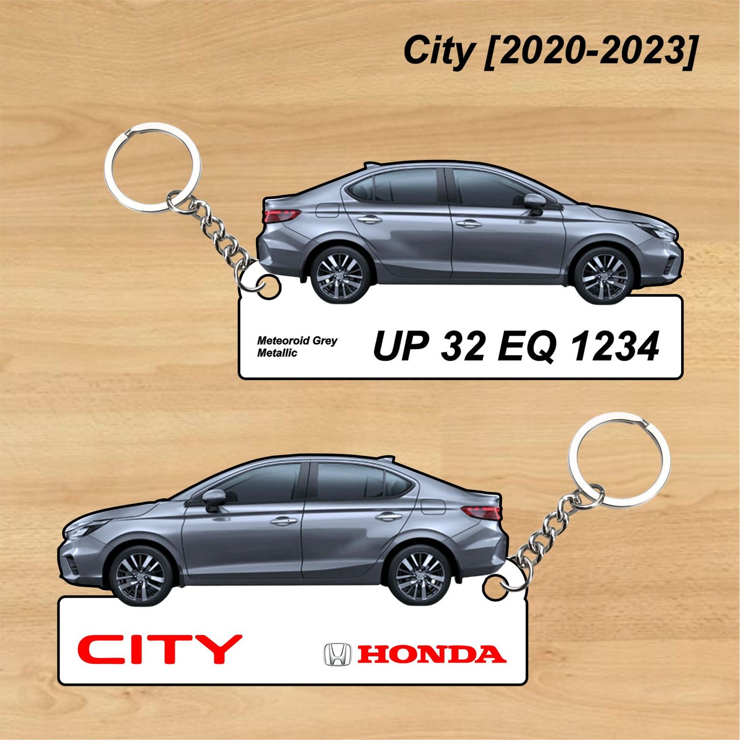 City [2020-2023] - Personalized Honda Car Keychain - Wood, Acrylic, Metal Printed
