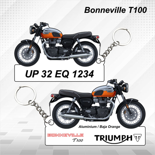 Bonneville T100 - Personalized Triumph Keychain - Wood, Acrylic, Metal Printed, Lanyard