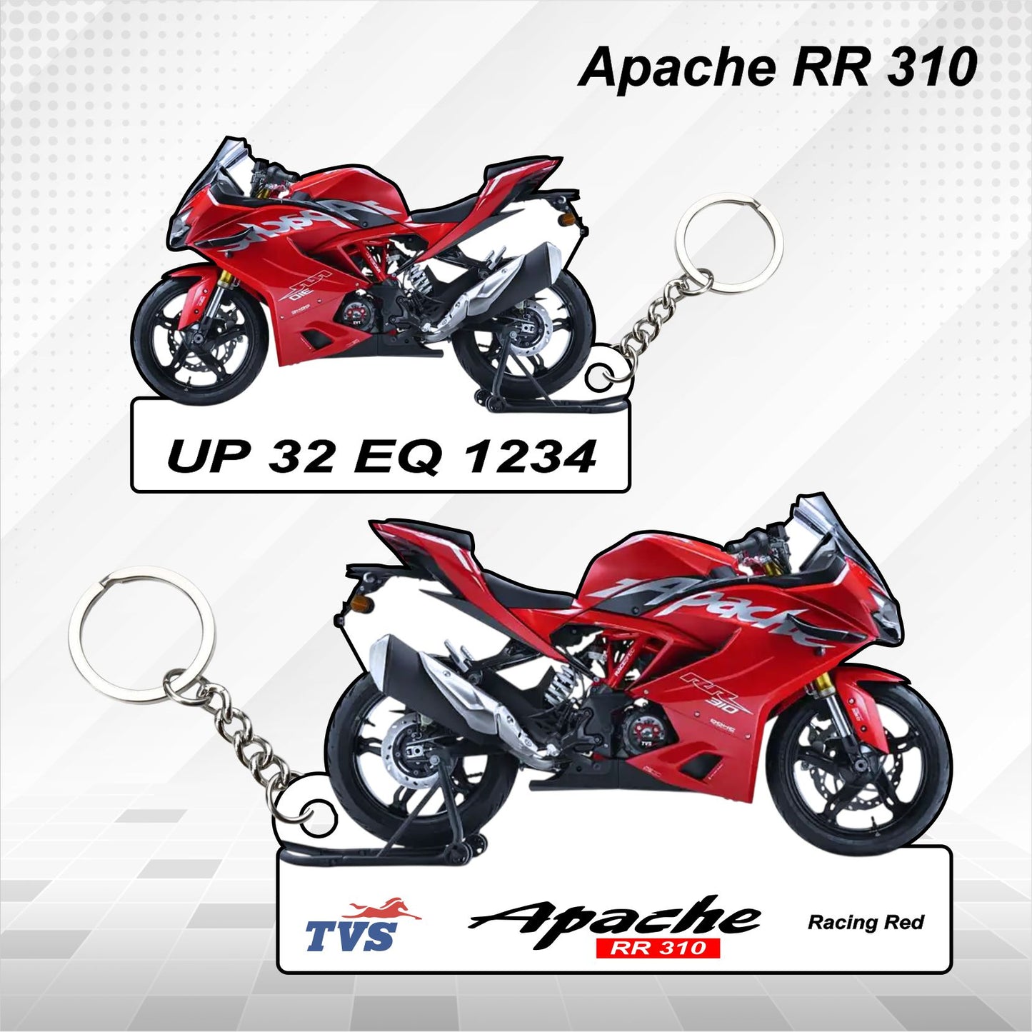 Apache RR 310 - Personalized TVS Keychain - Wood, Acrylic, Metal Printed