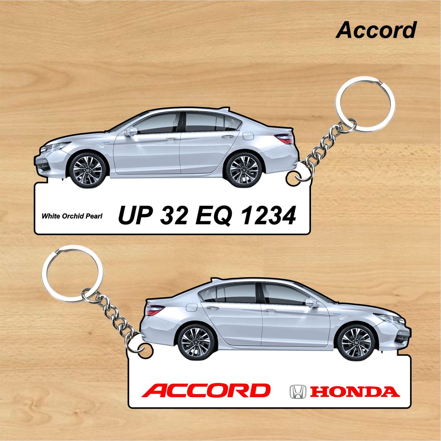 Accord - Personalized Honda Car Keychain - Wood, Acrylic, Metal Printed