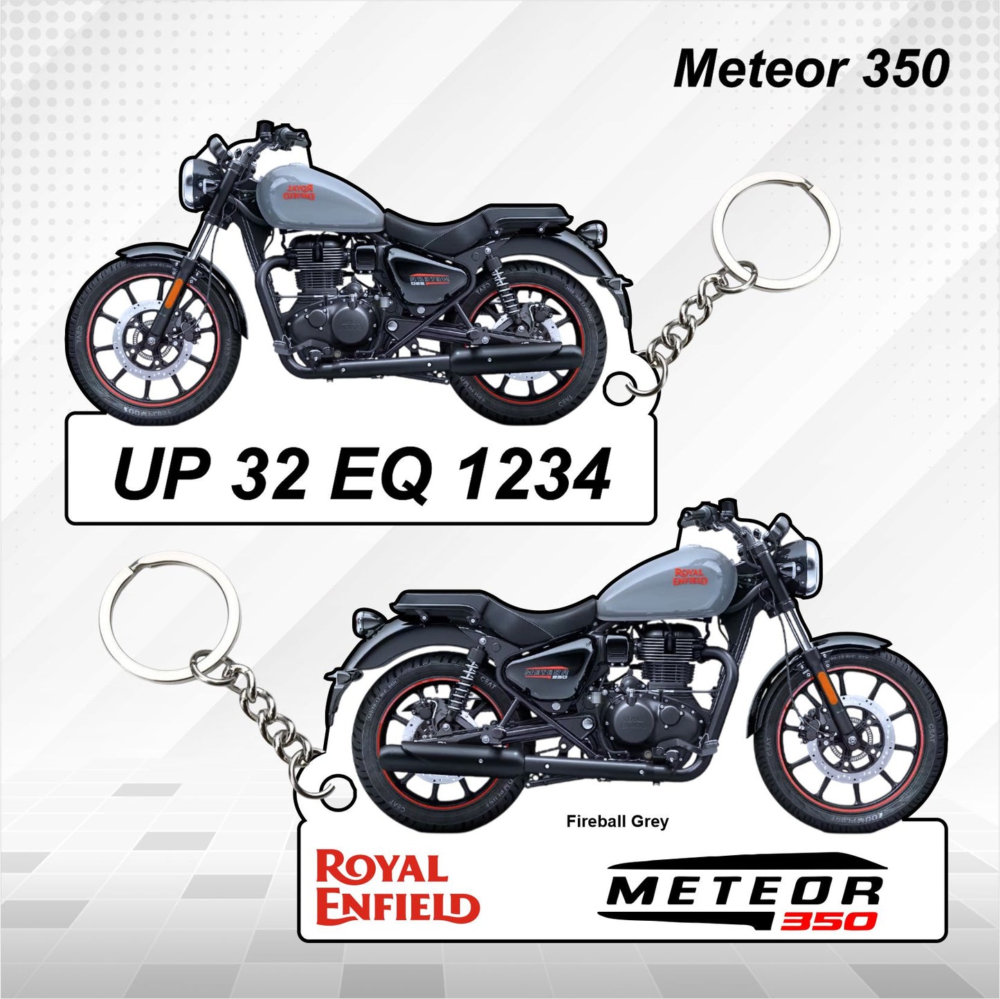 Meteor 350 - Personalized Royal Enfield Keychain - Wood, Acrylic, Metal Printed