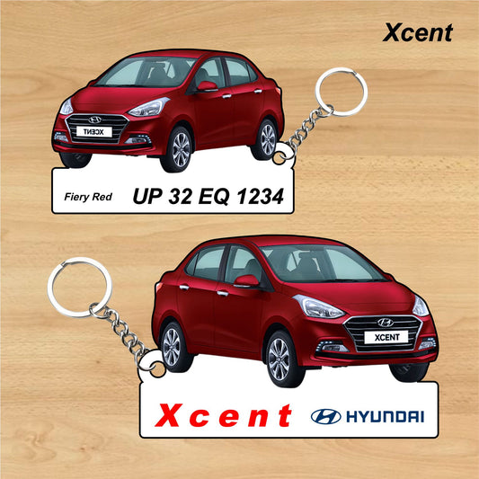 Xcent - Personalized Hyundai Car Keychain - Wood, Acrylic, Metal Printed