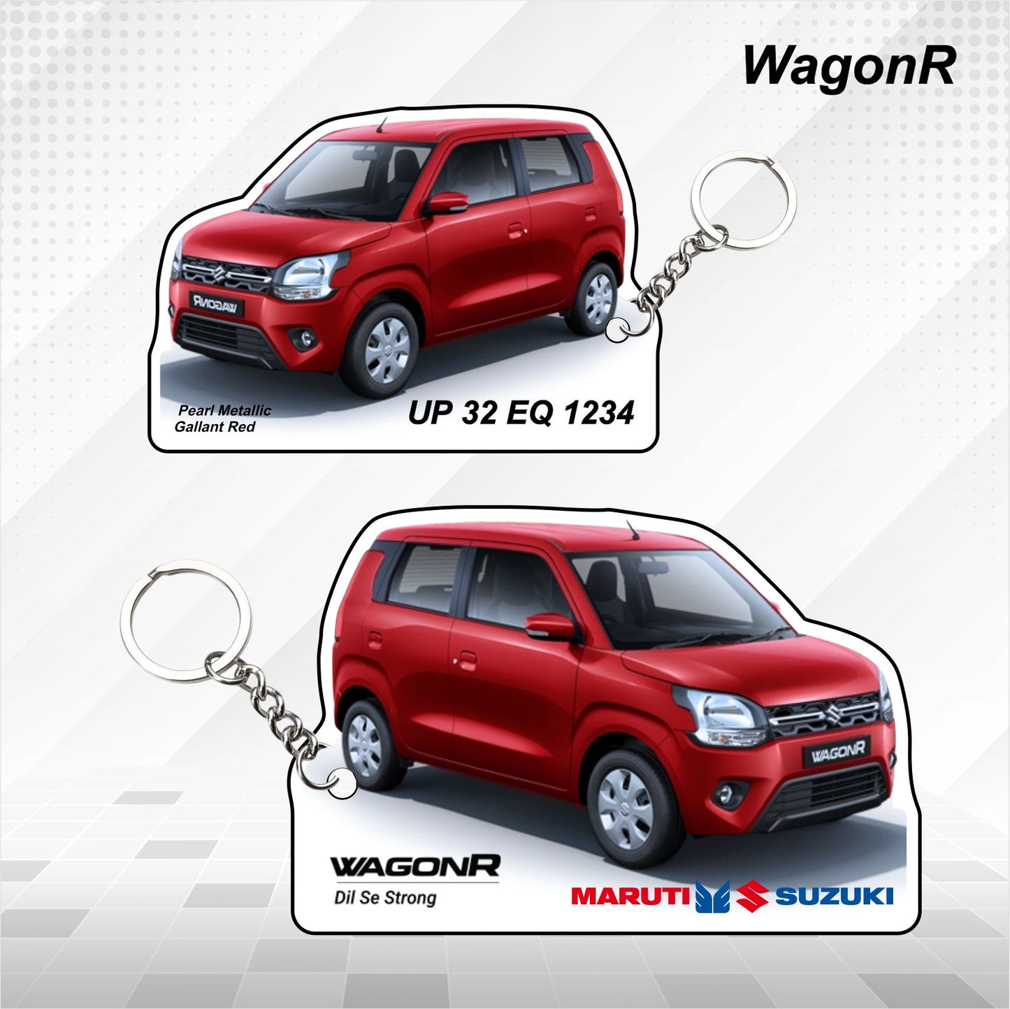 WagonR - Personalized  Maruti Suzuki Keychain - Wood, Acrylic, Metal Printed