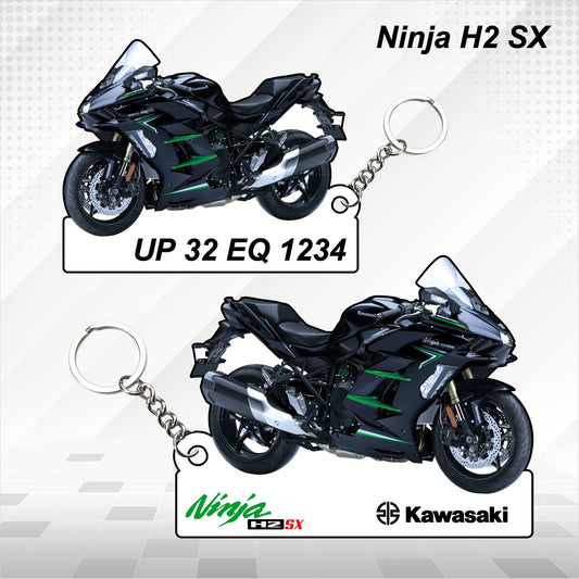 Ninja H2 SX - Personalized Kawasaki Keychain - Wood, Acrylic, Metal Printed
