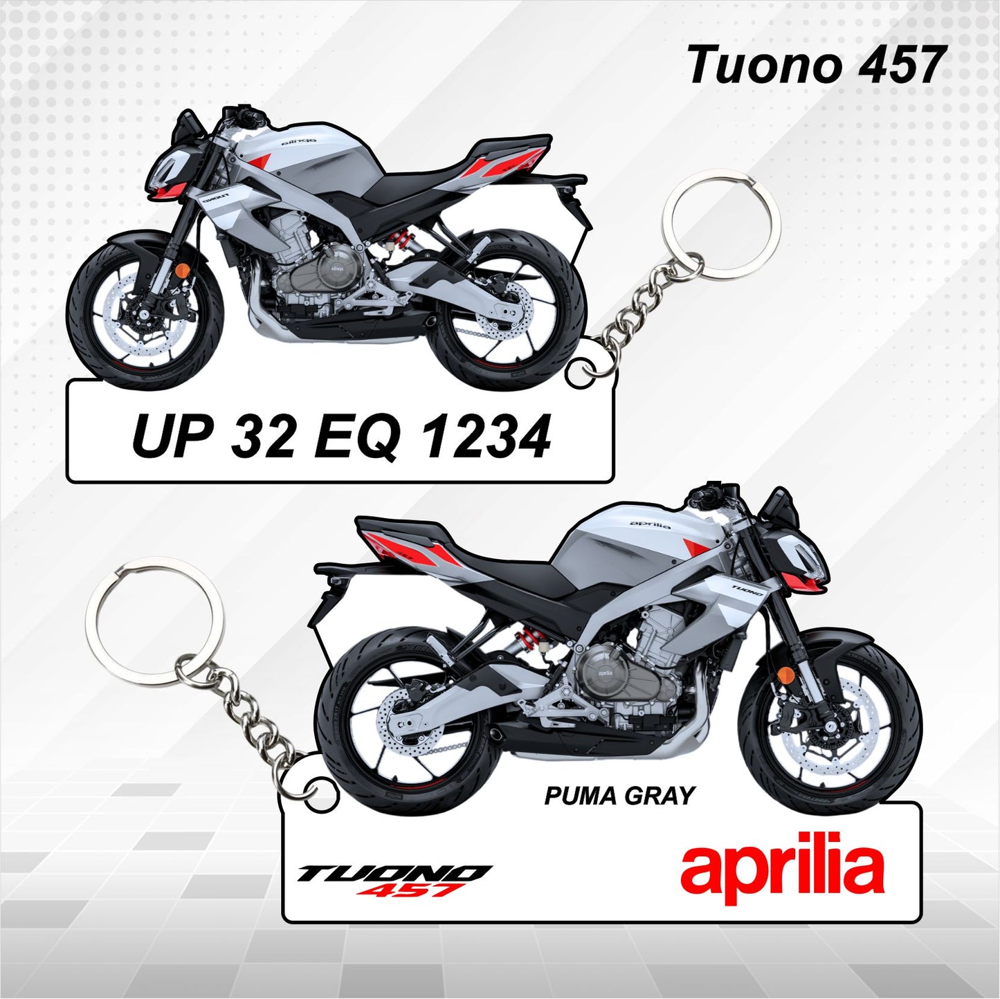 Tuono 457 - Personalized Aprilia Keychain - Wood, Acrylic, Metal Printed, Lanyard