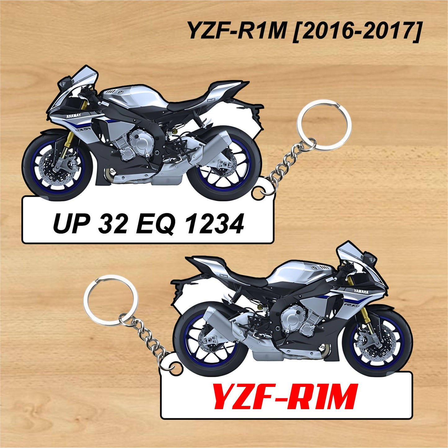 YZF-R1M [2016-2017] - Personalized Yamaha Keychain - Wood, Acrylic, Metal Printed