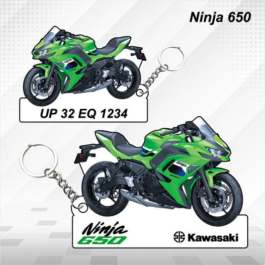 Ninja 650 - Personalized Kawasaki Keychain - Wood, Acrylic, Metal Printed