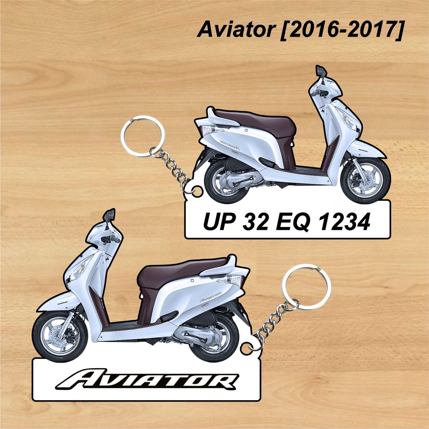 Aviator [2016-2017] - Personalized Honda Keychain - Wood, Acrylic, Metal Printed