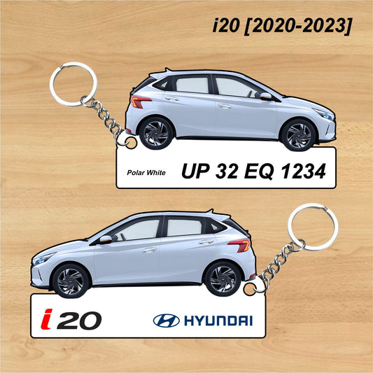 i20 [2020-2023] - Personalized Hyundai Car Keychain - Wood, Acrylic, Metal Printed