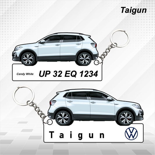Taigun - Personalized Volkswagen Car Keychain - Wood, Acrylic, Metal Printed