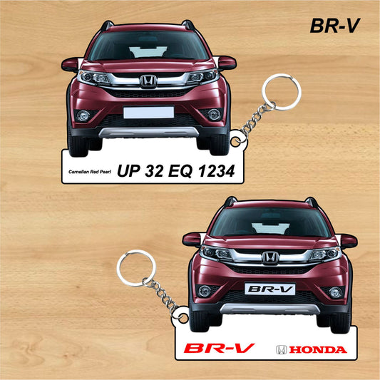 BR-V - Personalized Honda Car Keychain - Wood, Acrylic, Metal Printed
