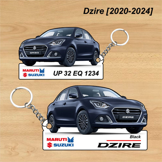Dzire [2020-2024] - Personalized  Maruti Suzuki Keychain - Wood, Acrylic, Metal Printed
