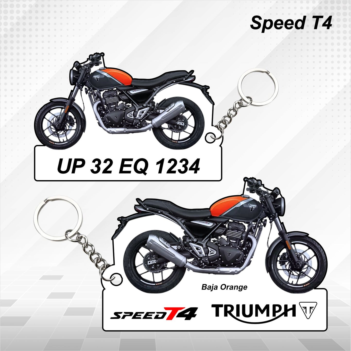 Speed T4 - Personalized Triumph Keychain - Wood, Acrylic, Metal Printed, Lanyard