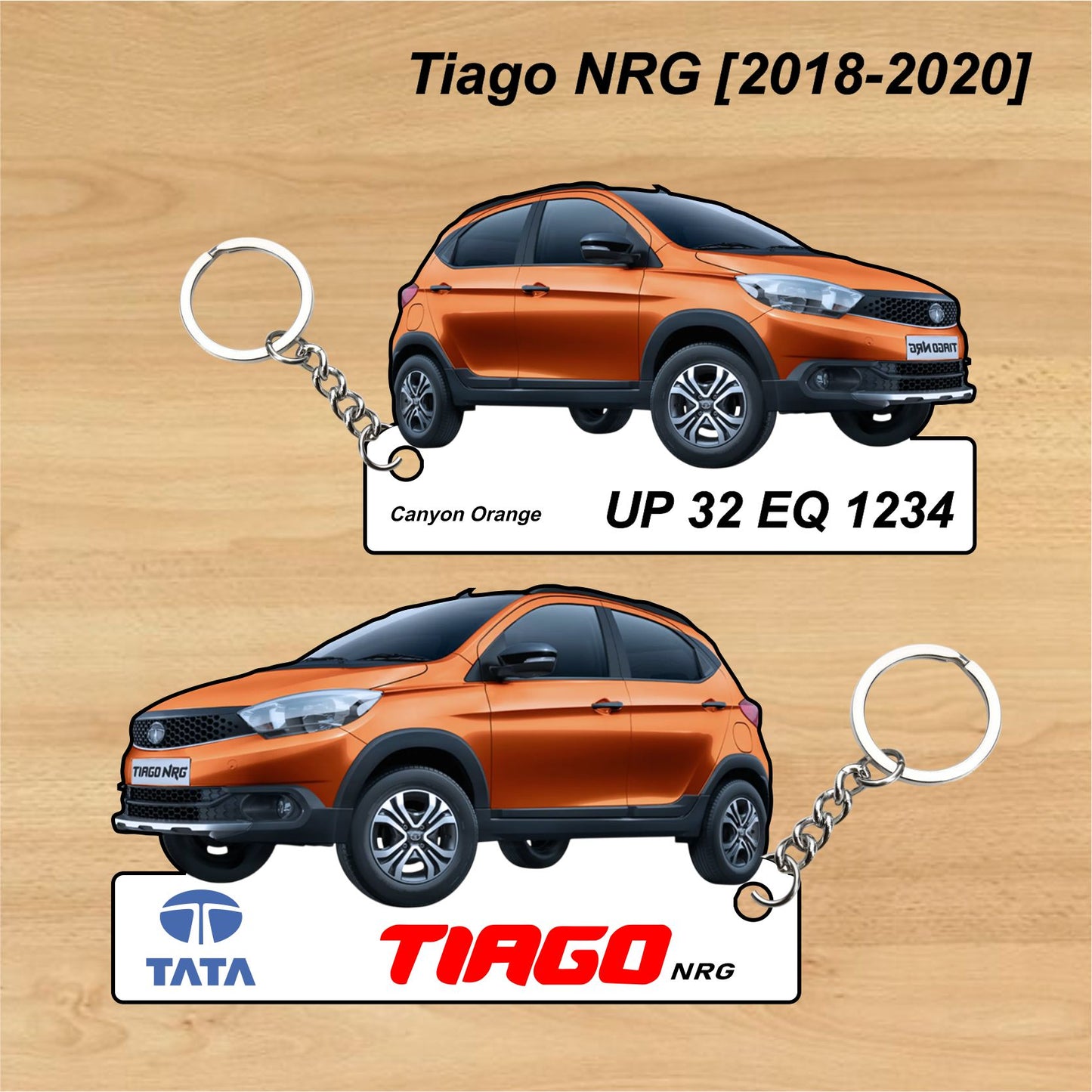 Tiago NRG [2018-2020] - Personalized Tata Keychain - Wood, Acrylic, Metal Printed