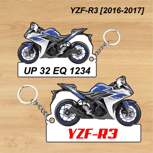 YZF-R3 [2016-2017] - Personalized Yamaha Keychain - Wood, Acrylic, Metal Printed