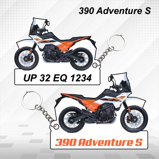 390 Adventure S - Personalized KTM Keychain - Wood, Acrylic, Metal Printed