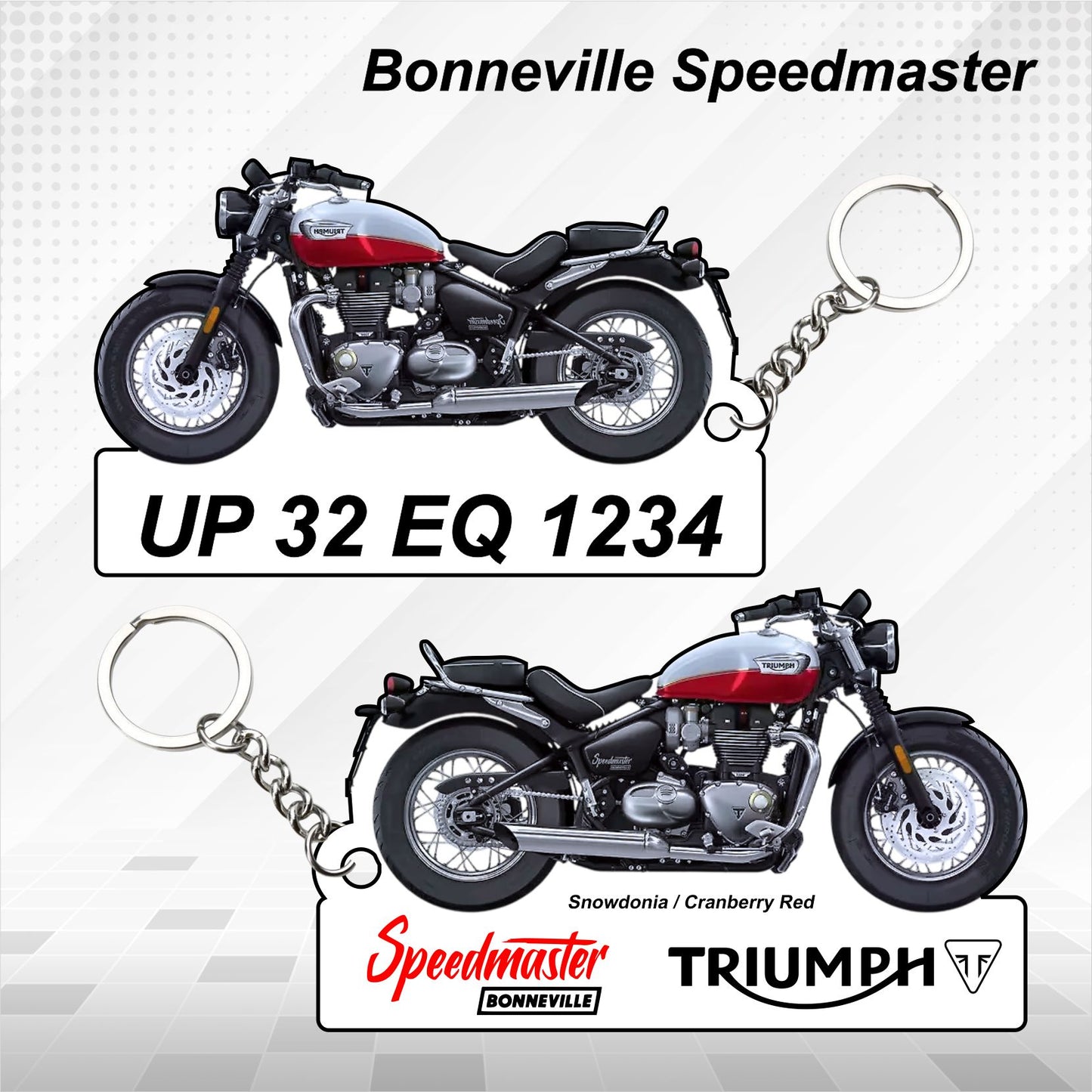 Bonneville Speedmaster - Personalized Triumph Keychain - Wood, Acrylic, Metal Printed