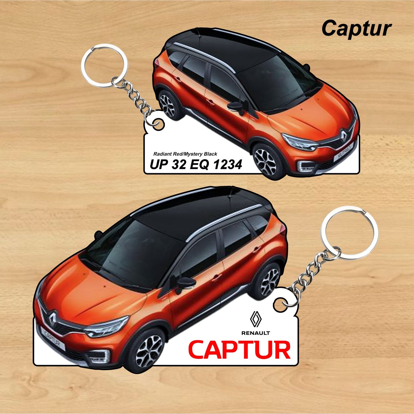 Captur - Personalized Renault Car Keychain - Wood, Acrylic, Metal Printed