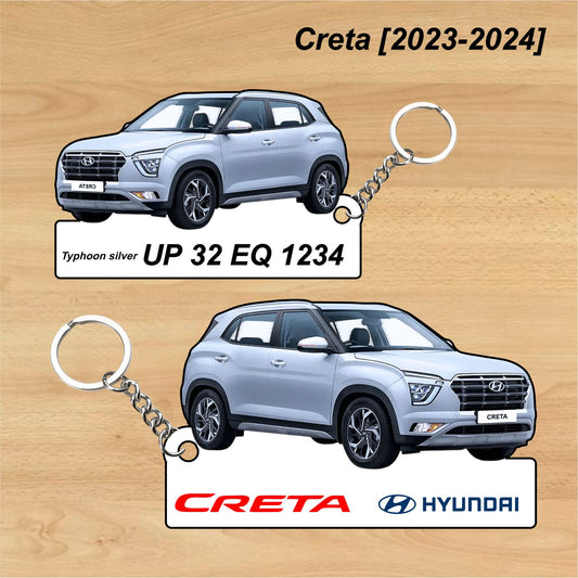 Creta [2023-2024] - Personalized Hyundai Car Keychain - Wood, Acrylic, Metal Printed