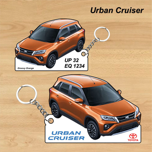 Urban Cruiser - Personalized Toyota Keychain - Wood, Acrylic, Metal Printed