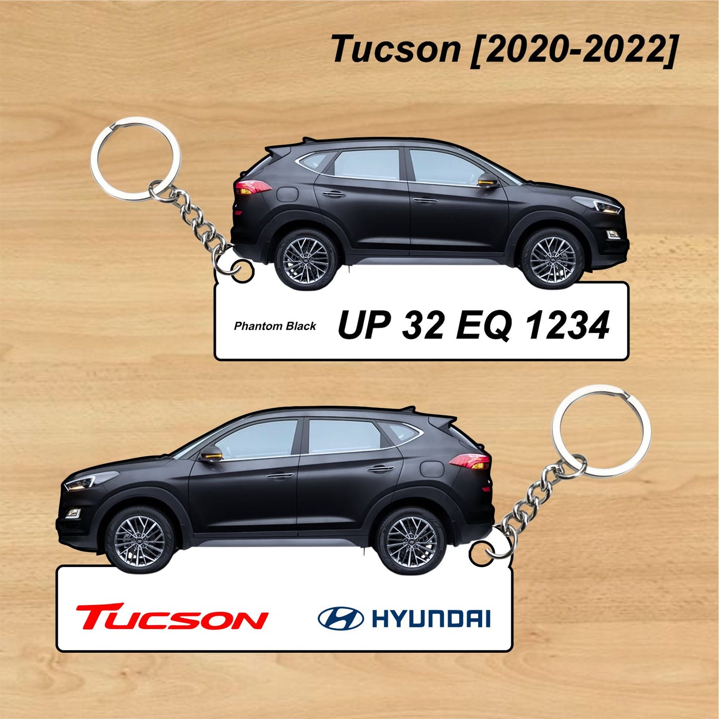 Tucson [2020-2022] - Personalized Hyundai Car Keychain - Wood, Acrylic, Metal Printed